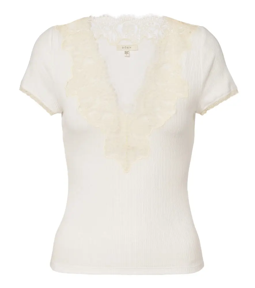 DÔEN Dôen Nalia pointelle cotton-blend T-shirt