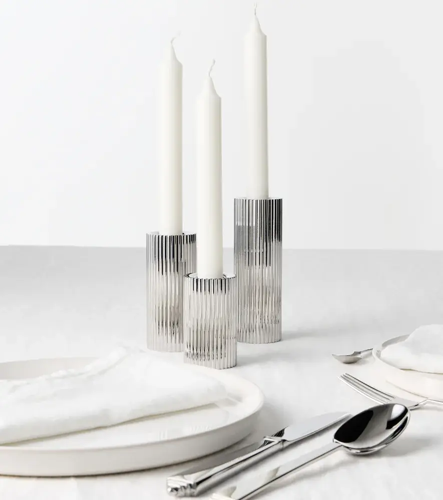Georg Jensen Bernadotte set of 3 stainless steel candle holders by Sigvard Bernadotte | Thumbnail 3 Georg Jensen Bernadotte set of 3 stainless steel candle holders by Sigvard Bernadotte | Thumbnail 3