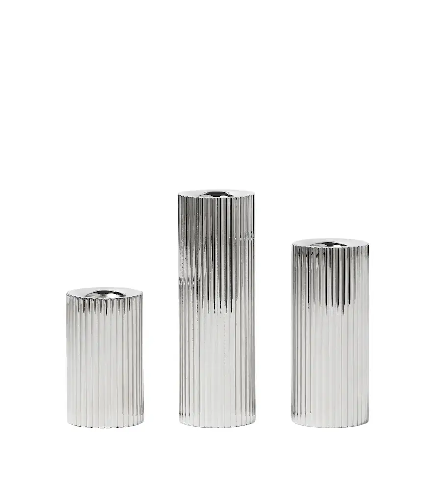 Georg Jensen Bernadotte set of 3 stainless steel candle holders by Sigvard Bernadotte