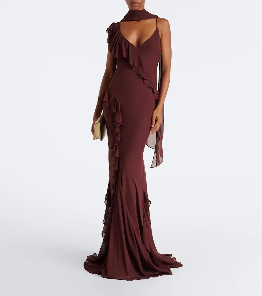 DE LA VALI Mayara ruffled scarf-detail georgette gown | Thumbnail 4 DE LA VALI Mayara ruffled scarf-detail georgette gown | Thumbnail 4