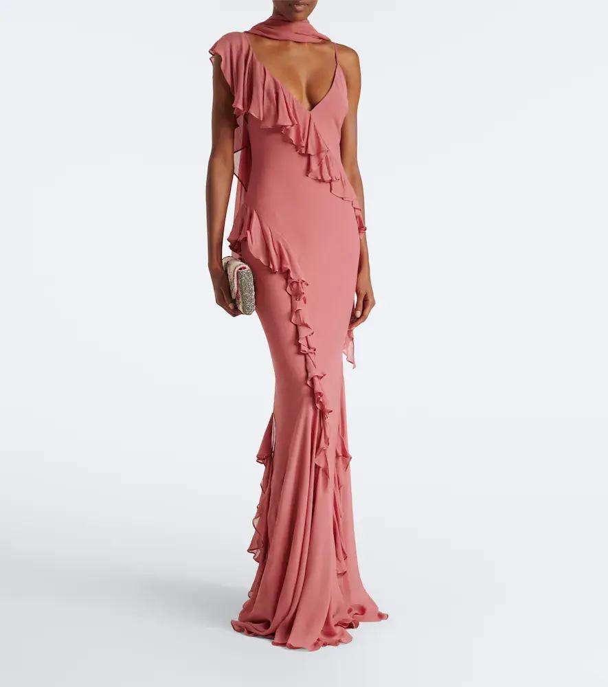 DE LA VALI Mayara ruffled scarf-detail georgette gown | Thumbnail 4 DE LA VALI Mayara ruffled scarf-detail georgette gown | Thumbnail 4