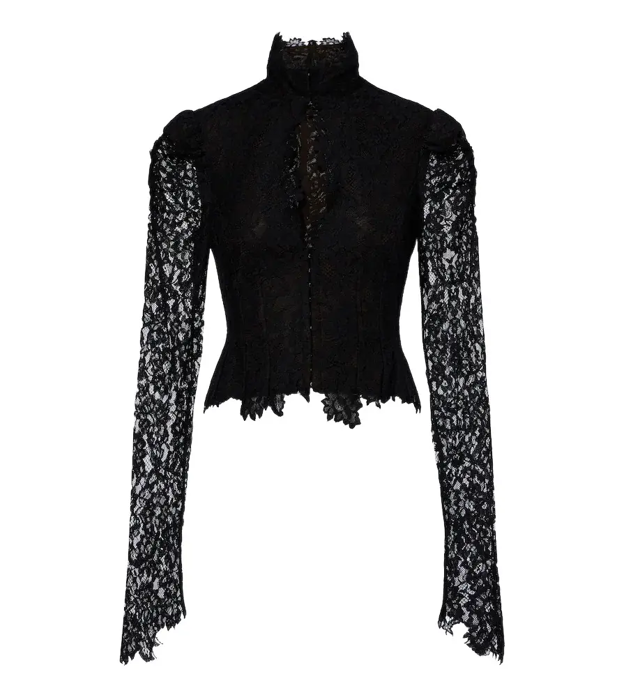 DE LA VALI Vitalis lace cotton-blend corset top