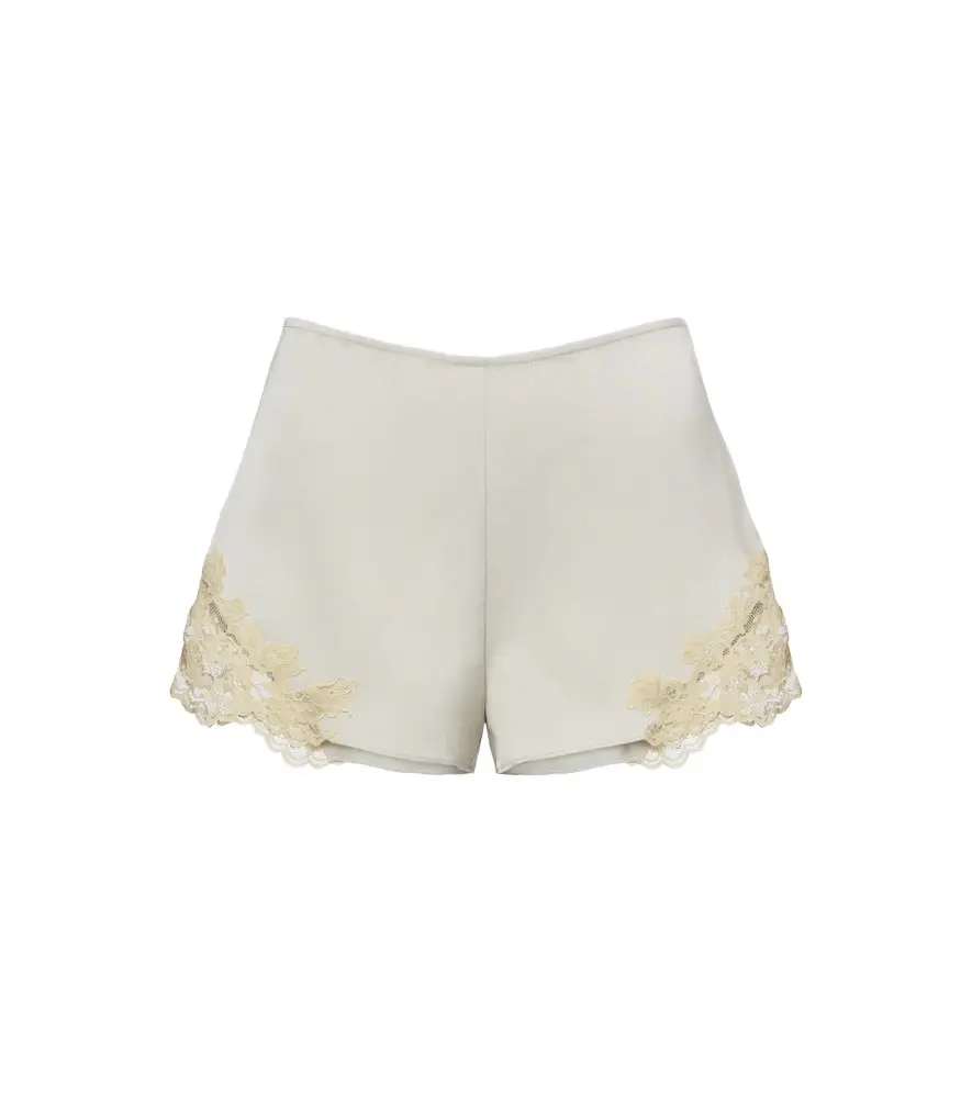 DE LA VALI Reparo lace-trimmed crêpe shorts