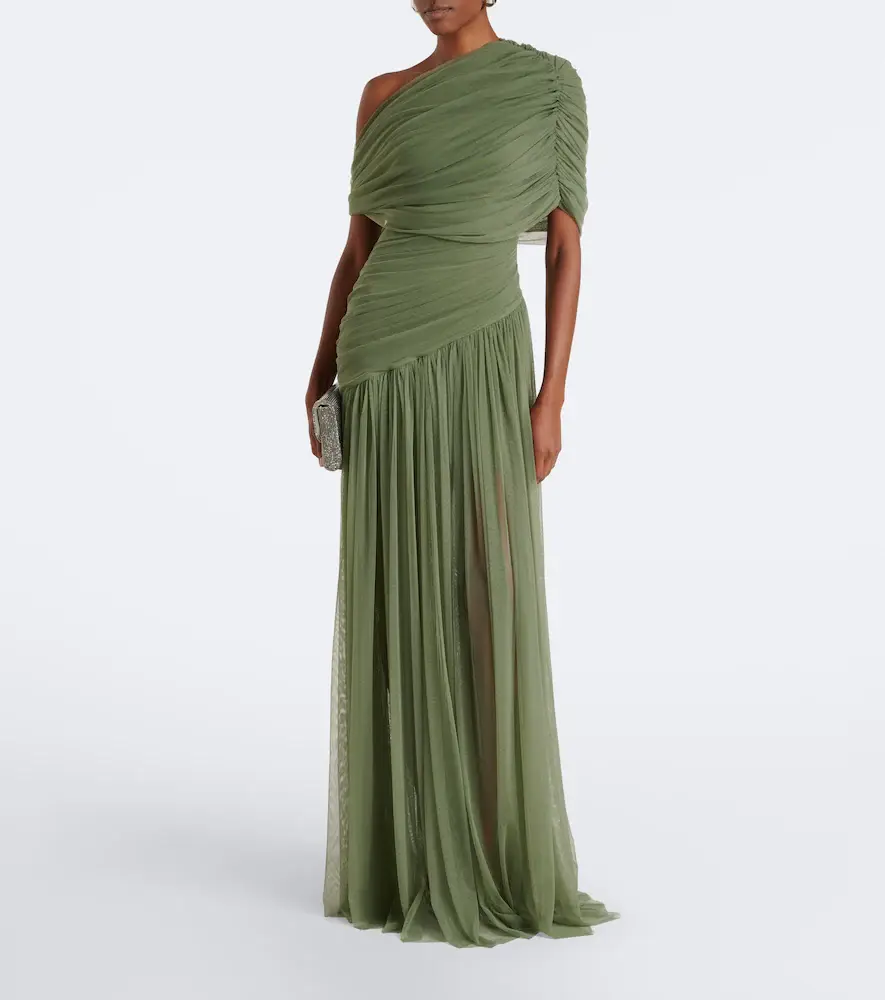 DE LA VALI Himalia ruched one-shoulder tulle gown | Thumbnail 2