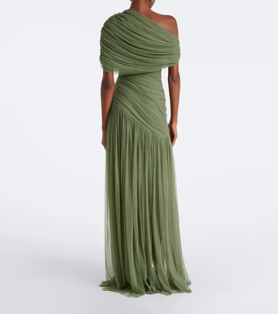 DE LA VALI Himalia ruched one-shoulder tulle gown | Thumbnail 3