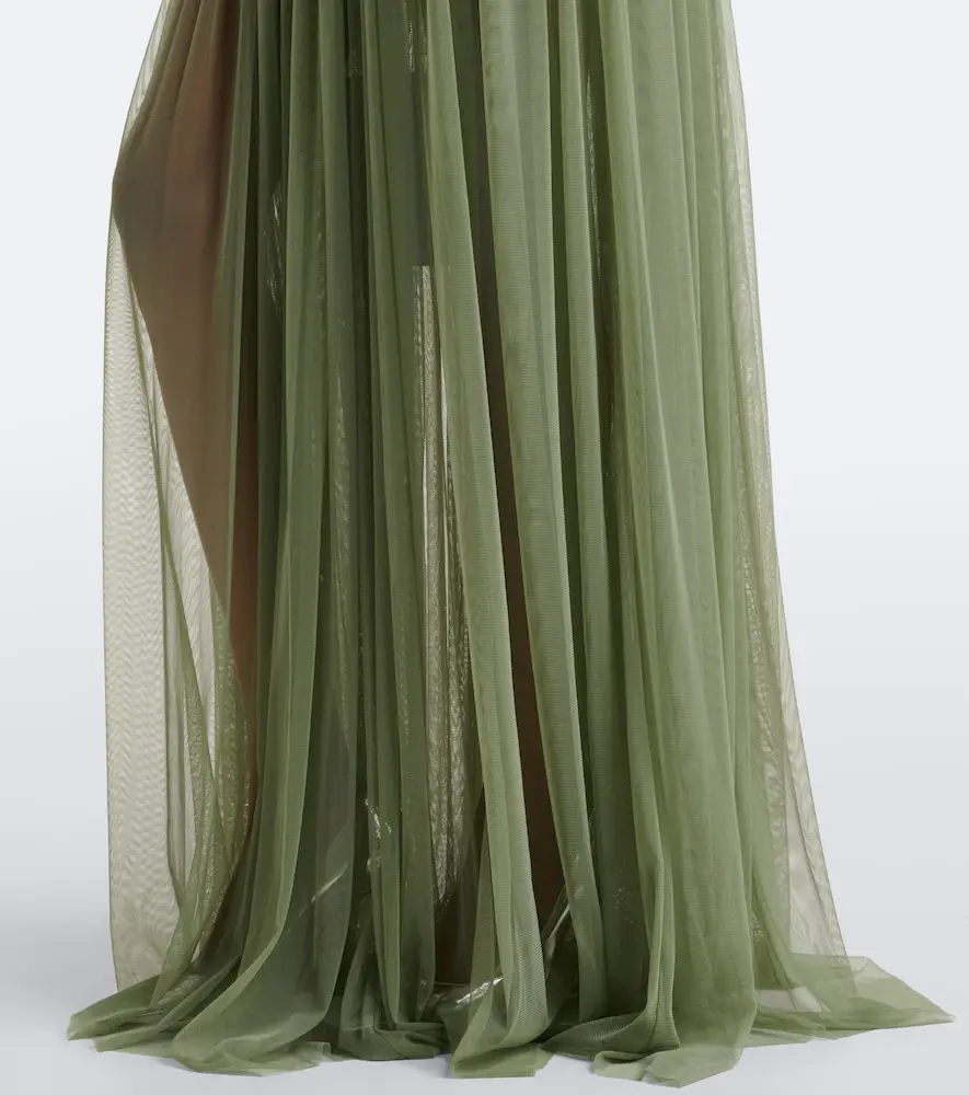 DE LA VALI Himalia ruched one-shoulder tulle gown | Thumbnail 4
