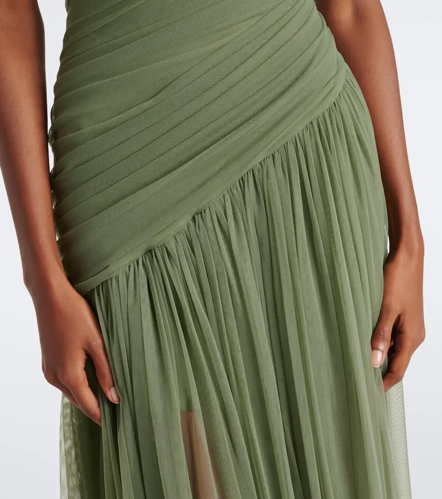 DE LA VALI Himalia ruched one-shoulder tulle gown | Thumbnail 5