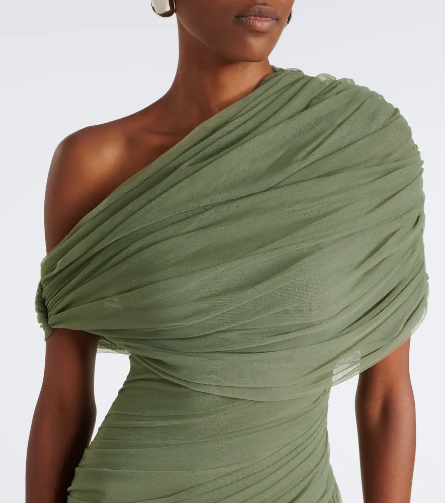 DE LA VALI Himalia ruched one-shoulder tulle gown | Thumbnail 6
