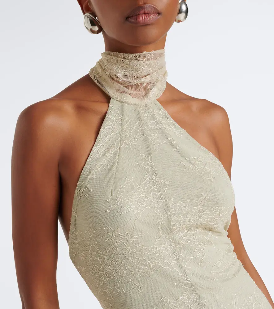 DE LA VALI Elowen lace halterneck gown | Thumbnail 4