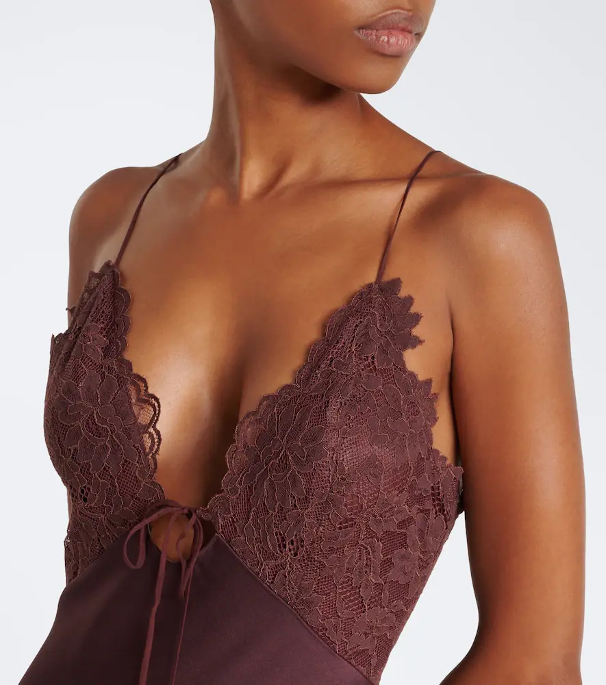 DE LA VALI Maeve lace-trimmed satin gown | Thumbnail 3