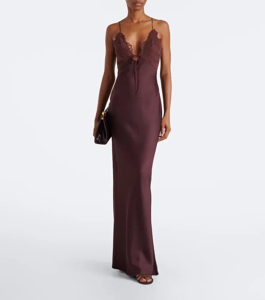 DE LA VALI Maeve lace-trimmed satin gown | Thumbnail 4