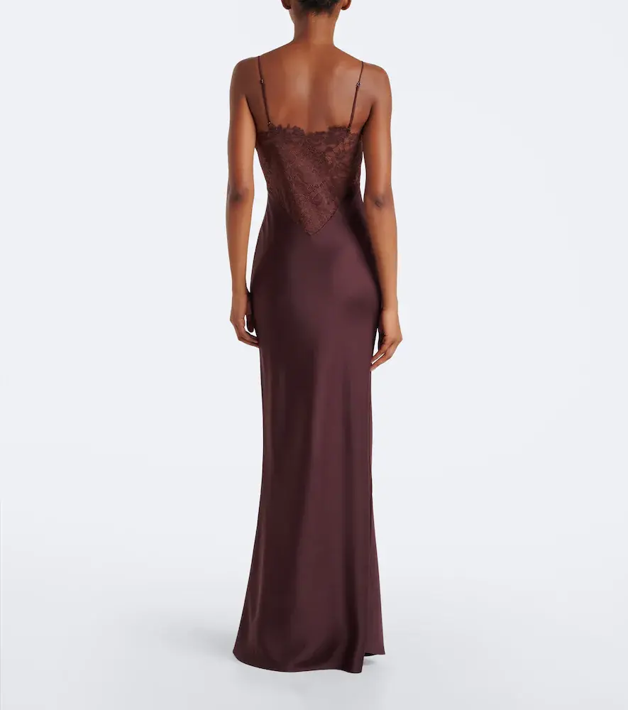 DE LA VALI Maeve lace-trimmed satin gown | Thumbnail 5