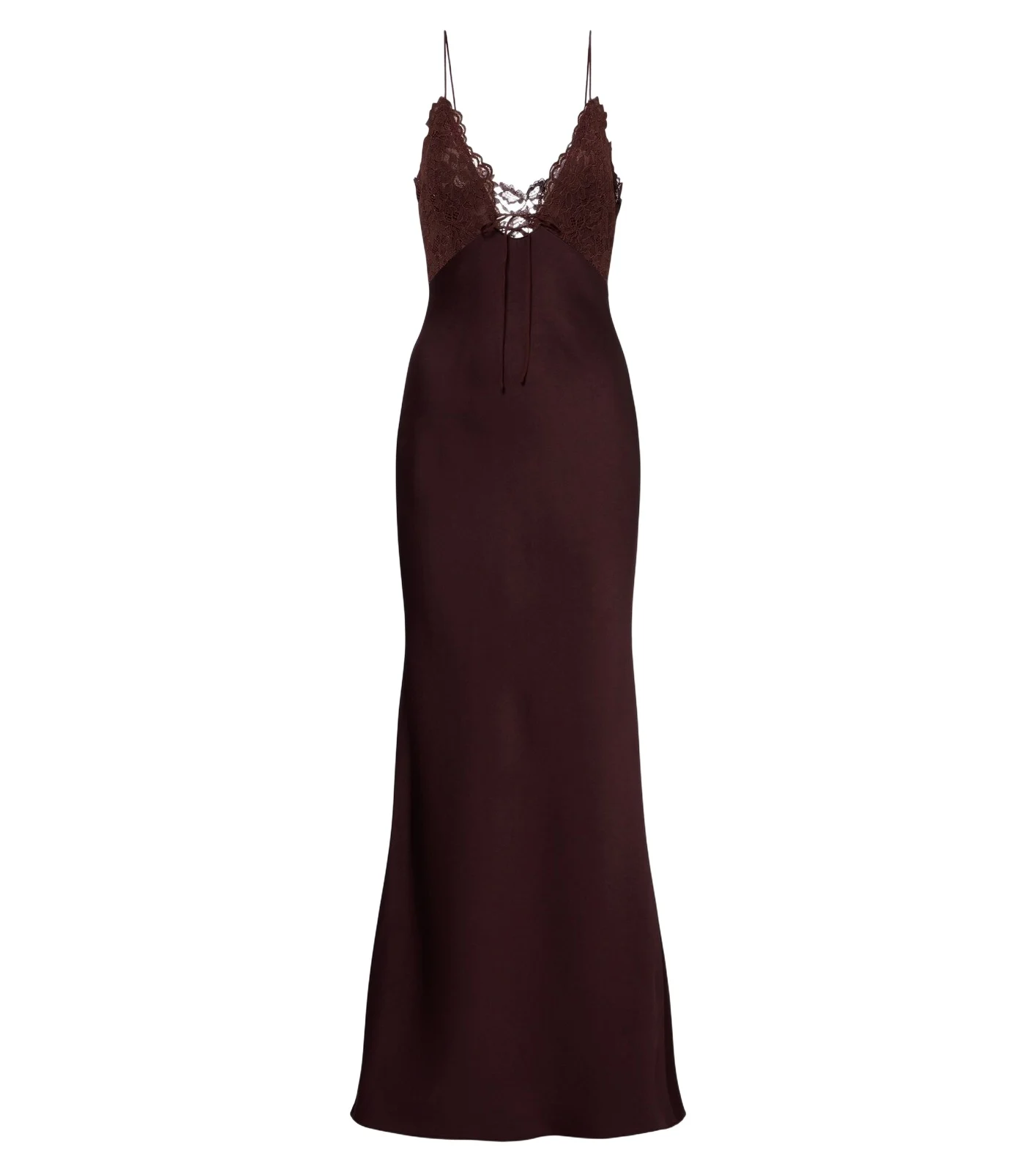 DE LA VALI Maeve lace-trimmed satin gown