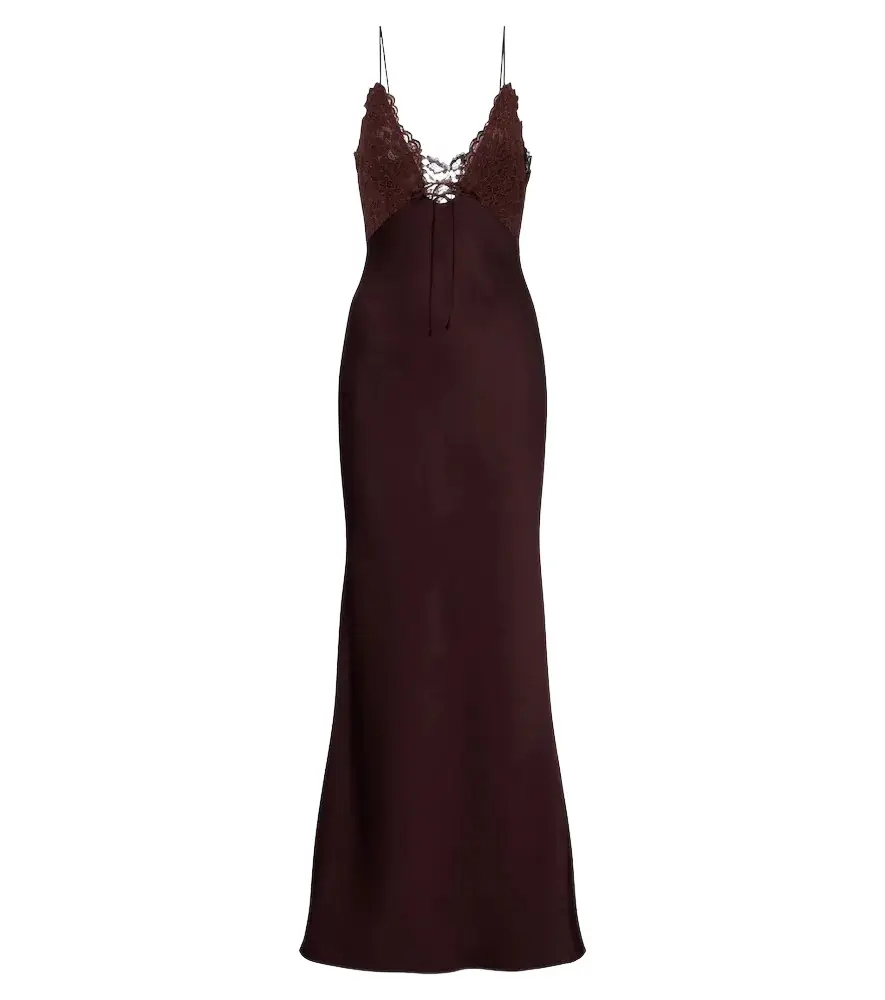 Maeve lace-trimmed satin gown Maeve lace-trimmed satin gown