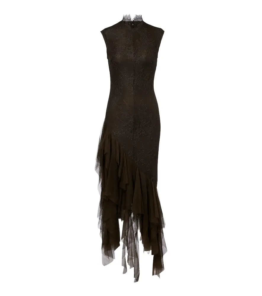 DE LA VALI Morwen tulle-trimmed lace cocktail dress