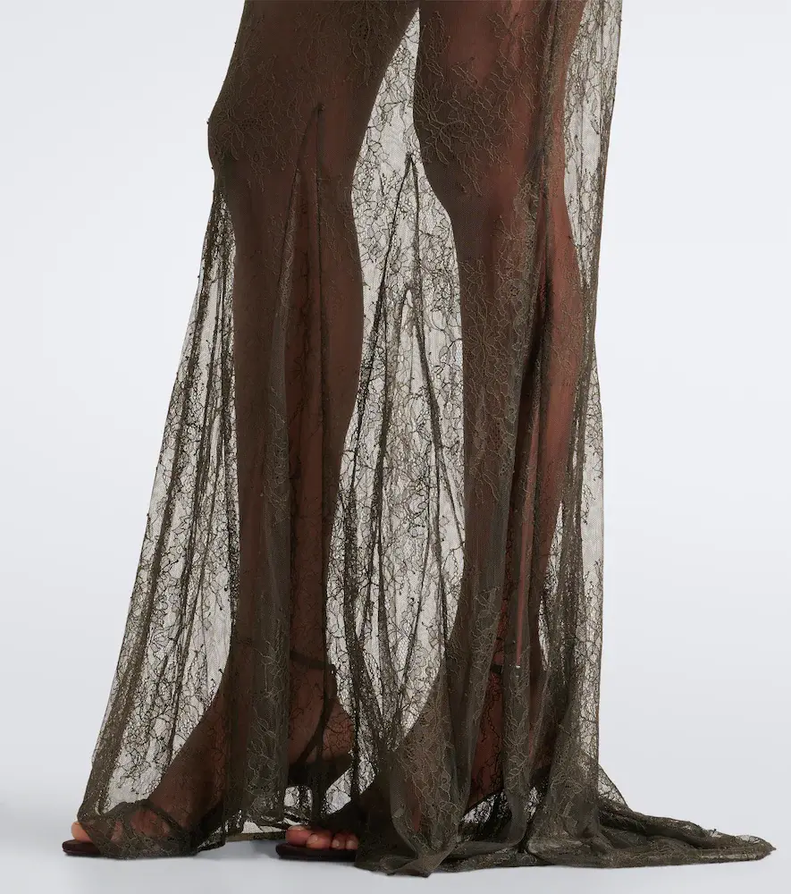 DE LA VALI Eldra ruched lace-trimmed satin maxi dress | Thumbnail 4