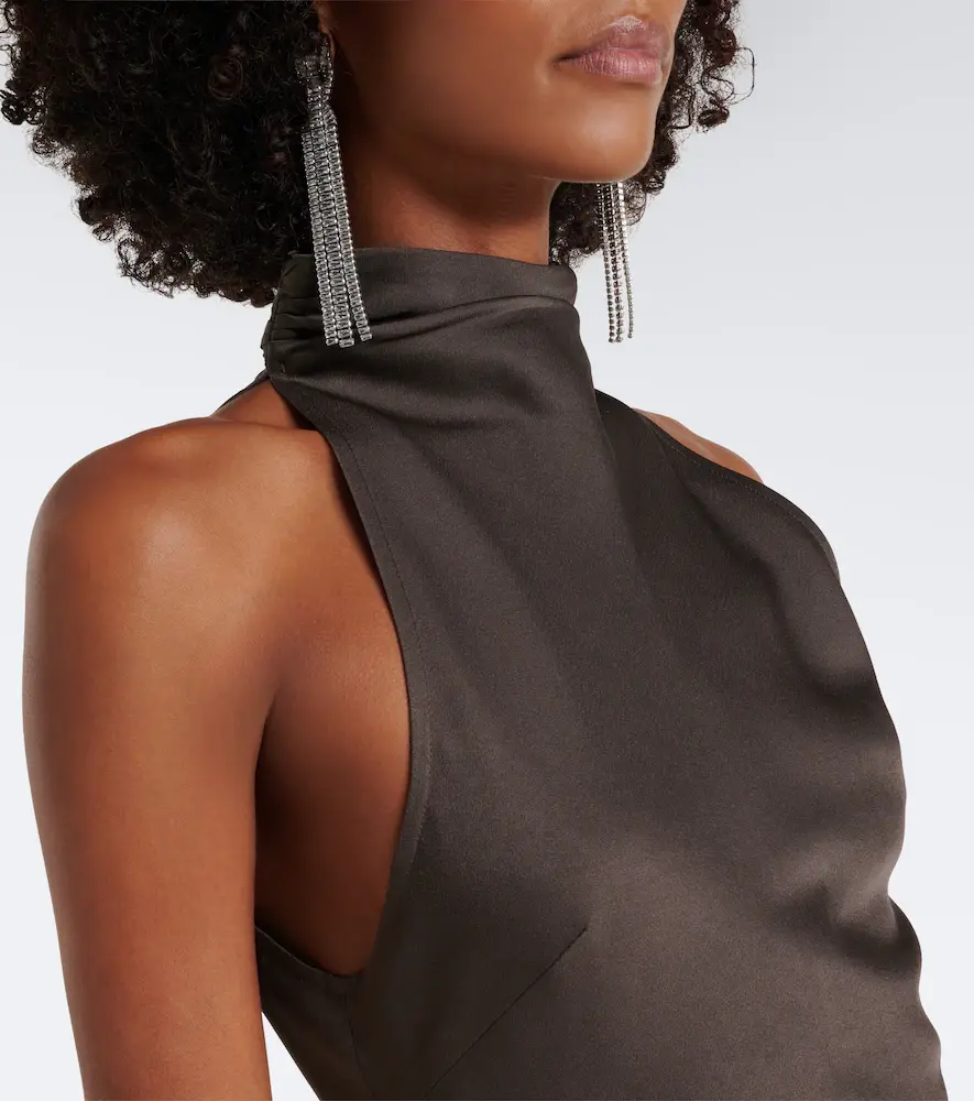 DE LA VALI Eldra ruched lace-trimmed satin maxi dress | Thumbnail 6