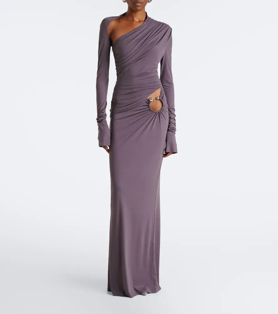 DE LA VALI Jade cutout asymmetric jersey gown | Thumbnail 3