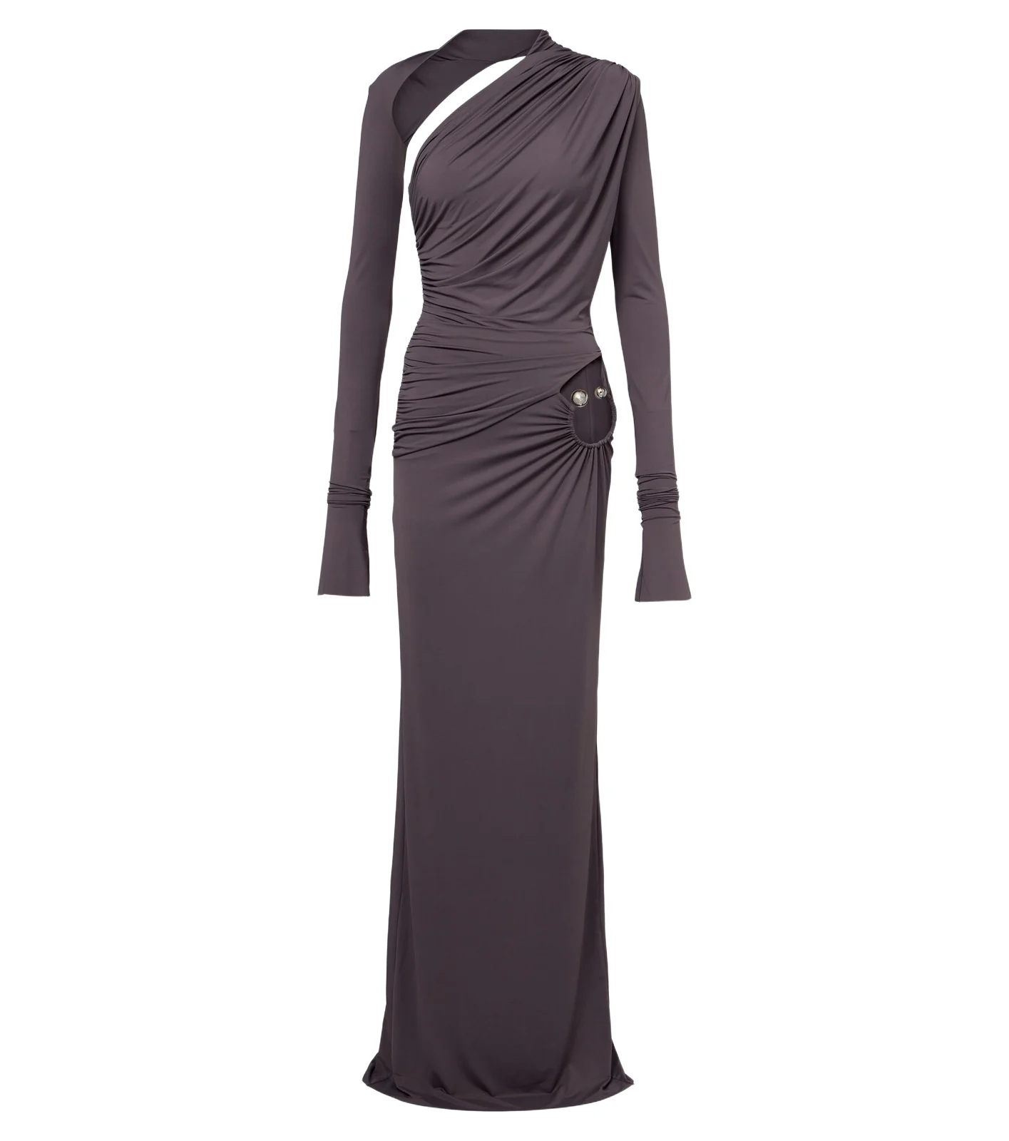 DE LA VALI Jade cutout asymmetric jersey gown