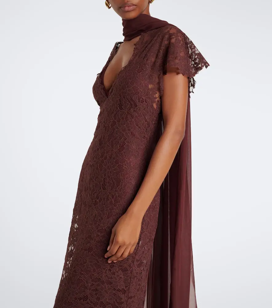 DE LA VALI Solina scarf-detail cotton-blend lace gown | Thumbnail 5