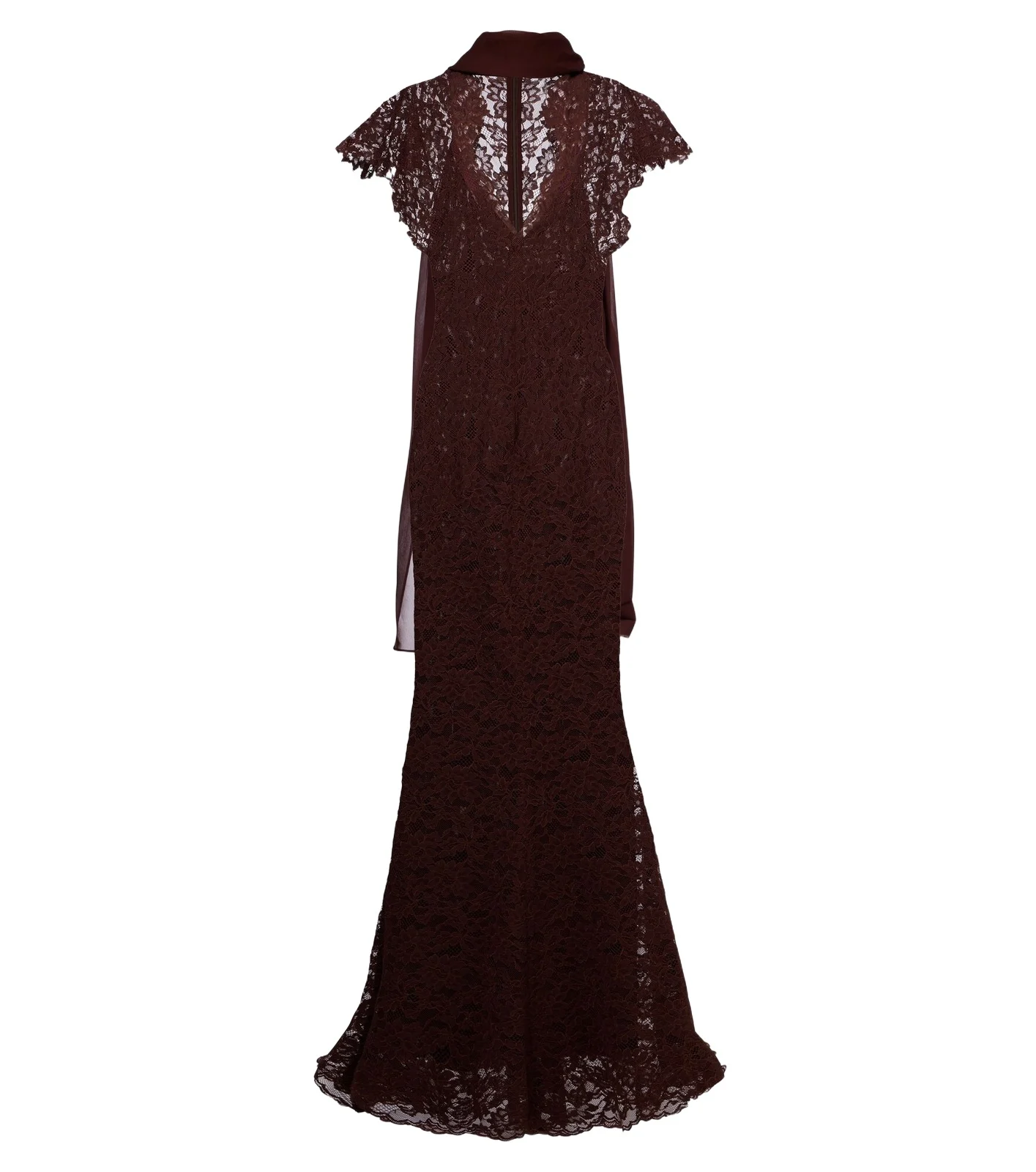 DE LA VALI Solina scarf-detail cotton-blend lace gown