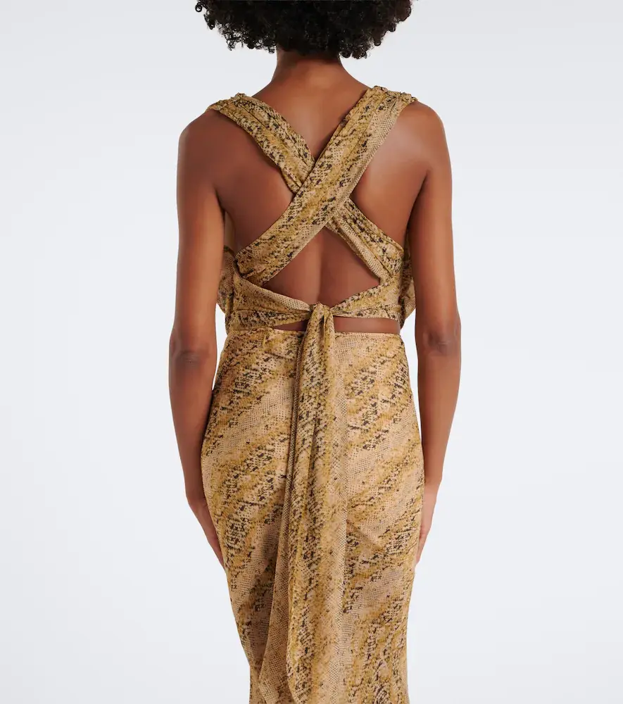 DE LA VALI Isolde draped snake-print georgette top | Thumbnail 4 DE LA VALI Isolde draped snake-print georgette top | Thumbnail 4