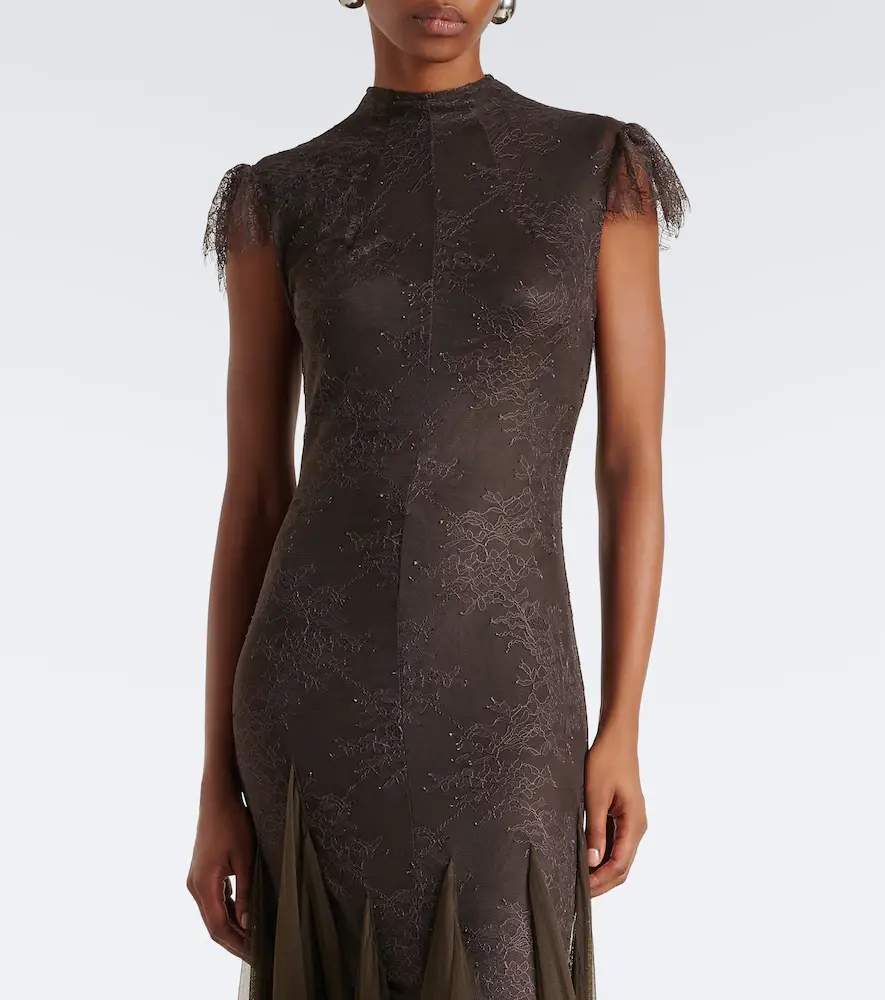 DE LA VALI Zephyra lace and tulle gown | Thumbnail 6