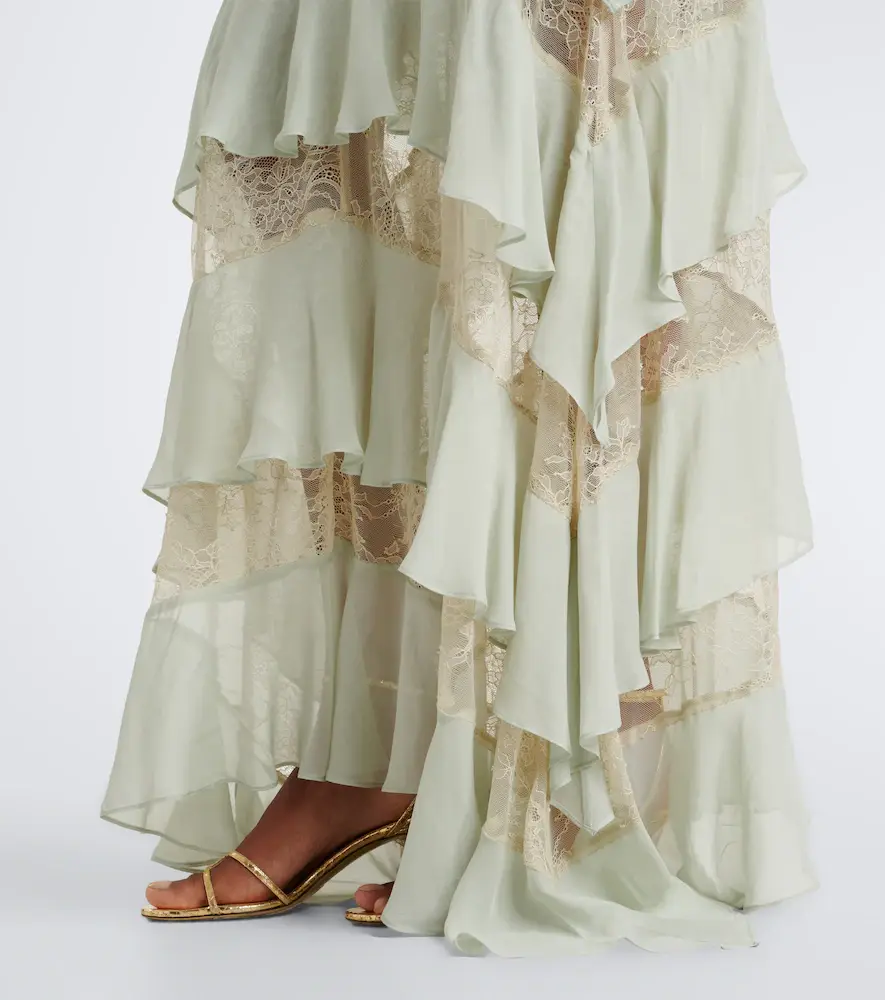 DE LA VALI Auralite lace-paneled tiered gown | Thumbnail 2