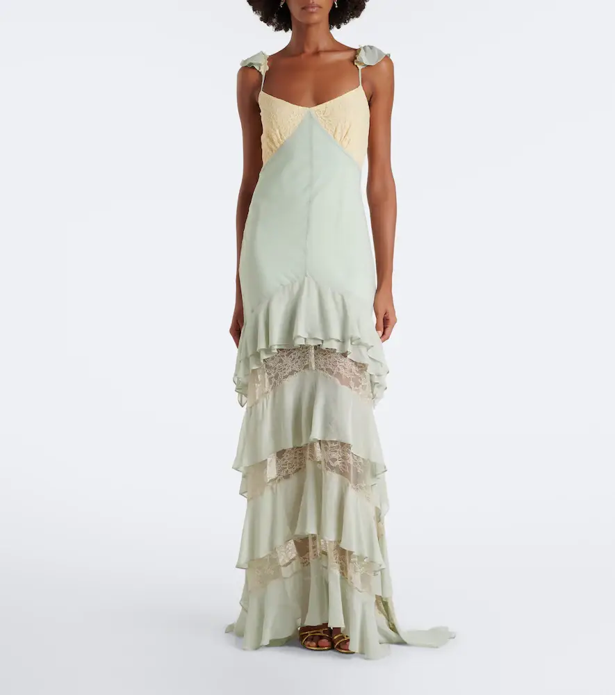 DE LA VALI Auralite lace-paneled tiered gown | Thumbnail 4