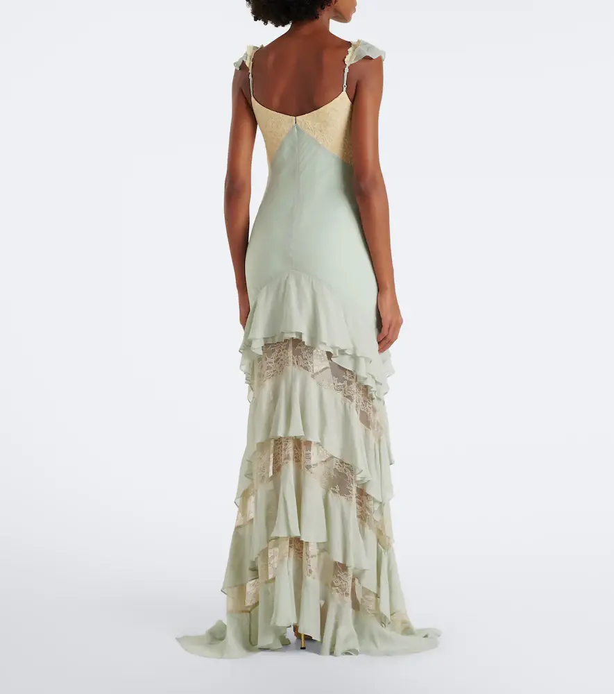 DE LA VALI Auralite lace-paneled tiered gown | Thumbnail 5