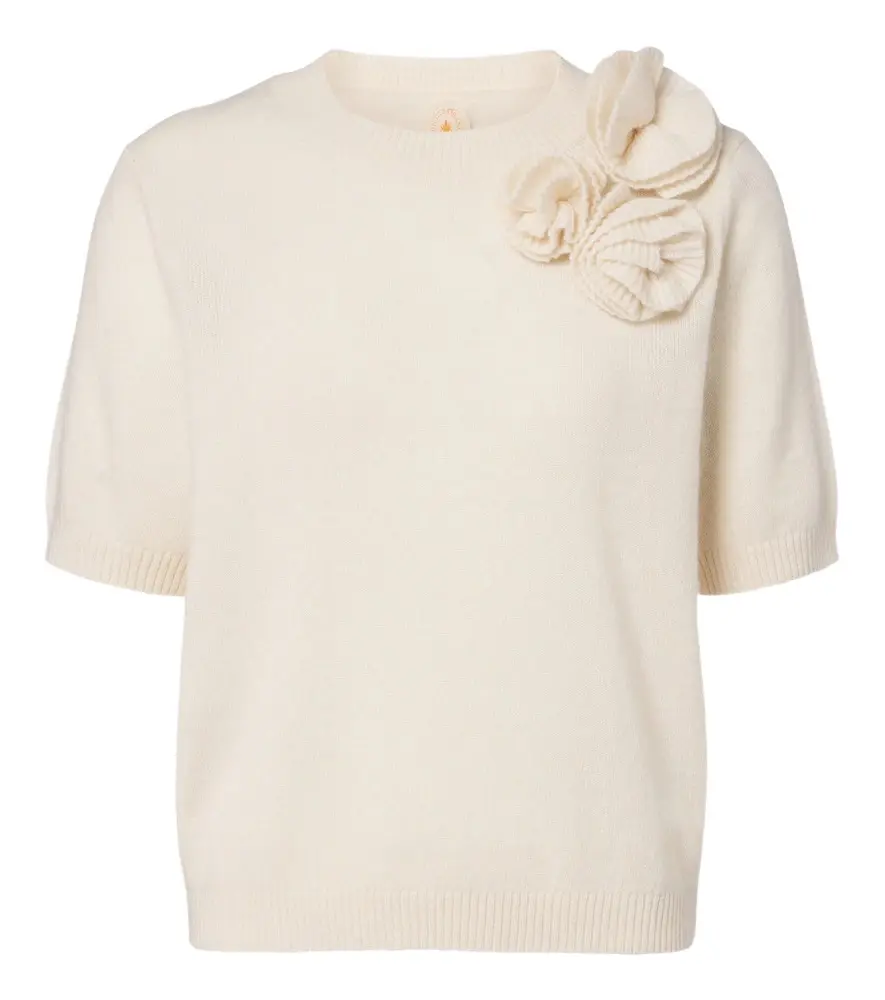 Floral-appliqué wool and cashmere sweater Floral-appliqué wool and cashmere sweater