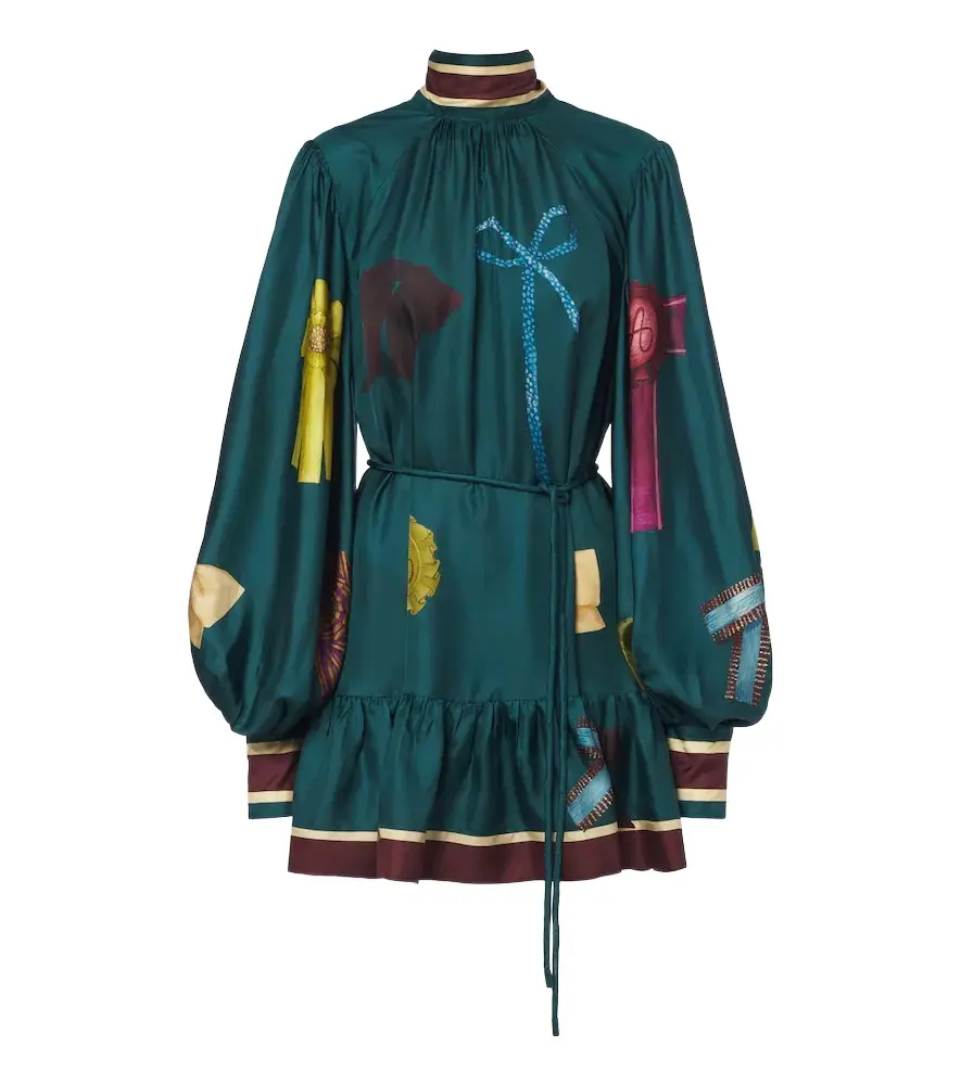 Alémais Rosette printed silk twill minidress Alémais Rosette printed silk twill minidress