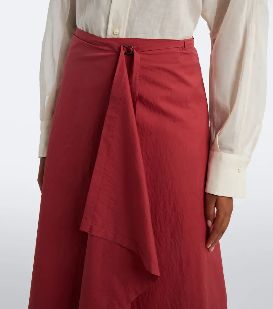 Brunello Cucinelli Draped cotton-blend wrap skirt | Thumbnail 2 Brunello Cucinelli Draped cotton-blend wrap skirt | Thumbnail 2