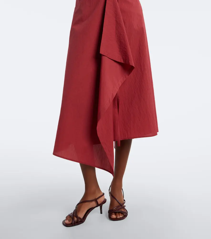 Brunello Cucinelli Draped cotton-blend wrap skirt | Thumbnail 4 Brunello Cucinelli Draped cotton-blend wrap skirt | Thumbnail 4