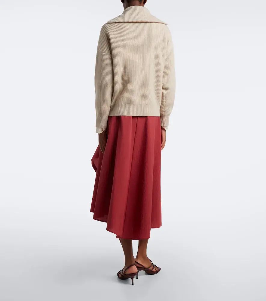 Brunello Cucinelli Draped cotton-blend wrap skirt | Thumbnail 6 Brunello Cucinelli Draped cotton-blend wrap skirt | Thumbnail 6