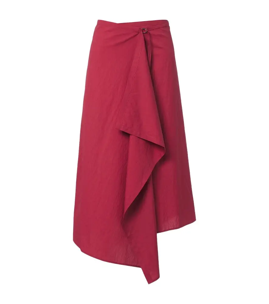 Draped cotton-blend wrap skirt Draped cotton-blend wrap skirt
