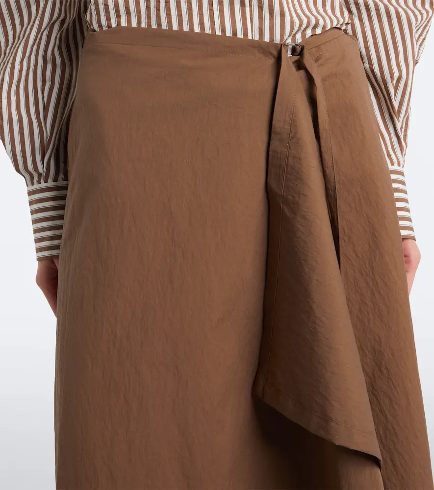 Brunello Cucinelli Draped cotton-blend wrap skirt | Thumbnail 2 Brunello Cucinelli Draped cotton-blend wrap skirt | Thumbnail 2