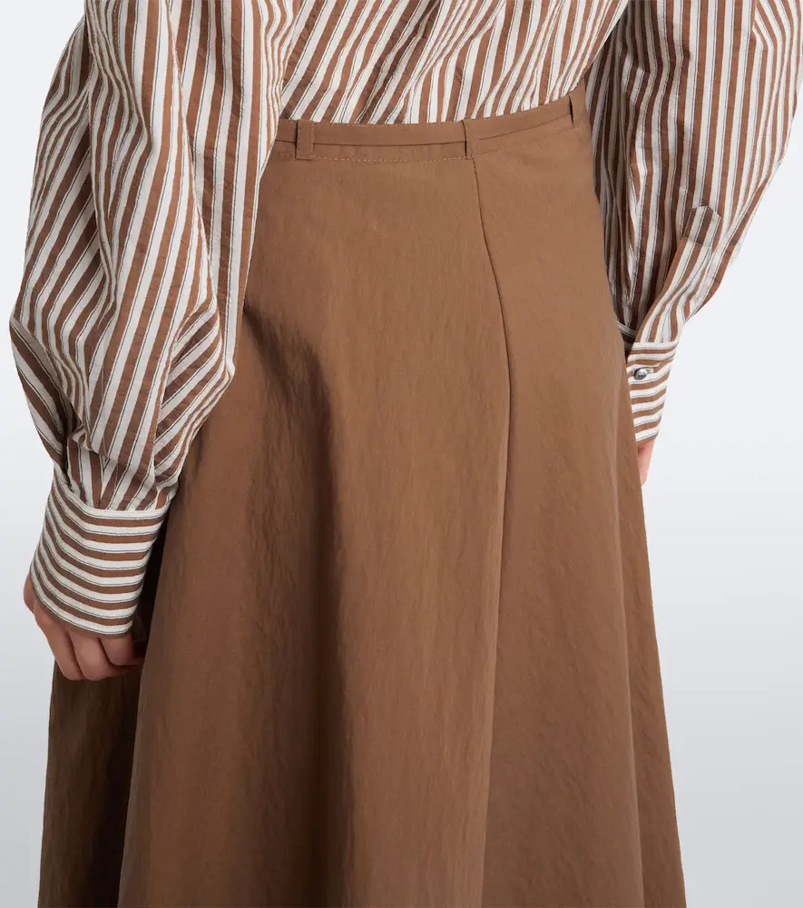 Brunello Cucinelli Draped cotton-blend wrap skirt | Thumbnail 3 Brunello Cucinelli Draped cotton-blend wrap skirt | Thumbnail 3