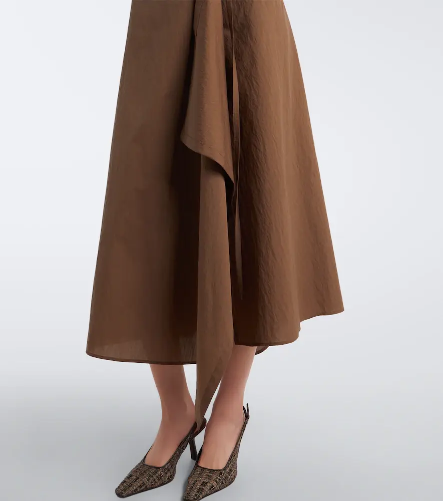 Brunello Cucinelli Draped cotton-blend wrap skirt | Thumbnail 4 Brunello Cucinelli Draped cotton-blend wrap skirt | Thumbnail 4