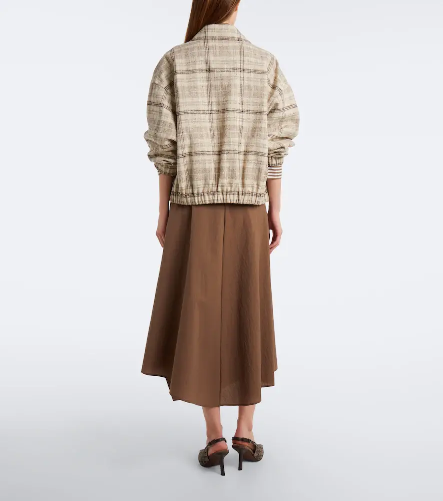 Brunello Cucinelli Draped cotton-blend wrap skirt | Thumbnail 5 Brunello Cucinelli Draped cotton-blend wrap skirt | Thumbnail 5