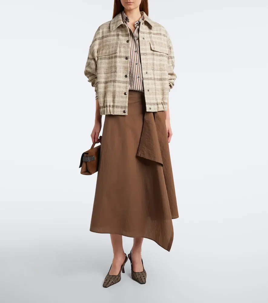 Brunello Cucinelli Draped cotton-blend wrap skirt | Thumbnail 6 Brunello Cucinelli Draped cotton-blend wrap skirt | Thumbnail 6