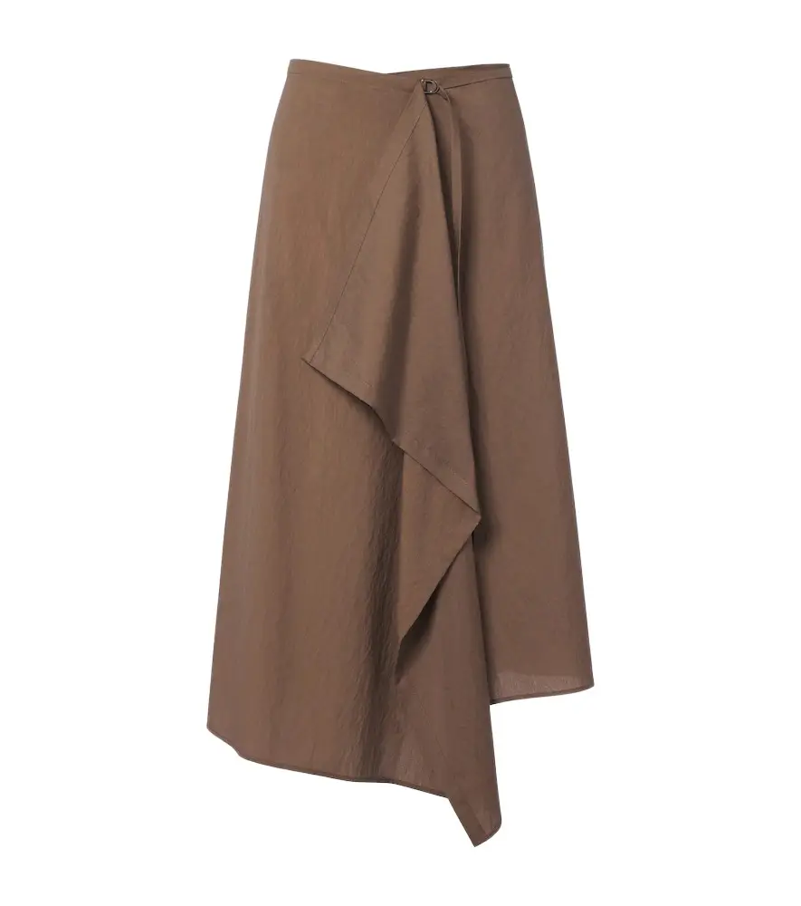 Draped cotton-blend wrap skirt Draped cotton-blend wrap skirt