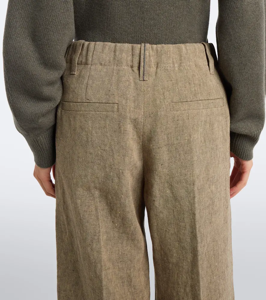 Brunello Cucinelli Monili linen wide-leg pants | Thumbnail 4 Brunello Cucinelli Monili linen wide-leg pants | Thumbnail 4