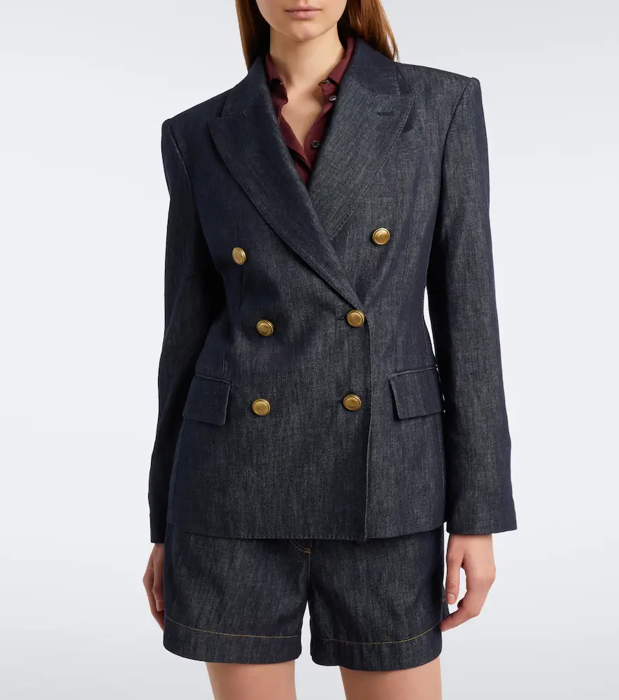 Brunello Cucinelli Double-breasted denim blazer | Thumbnail 4 Brunello Cucinelli Double-breasted denim blazer | Thumbnail 4