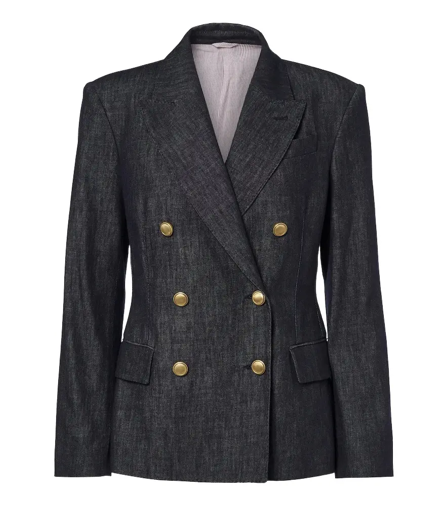 Double-breasted denim blazer Double-breasted denim blazer