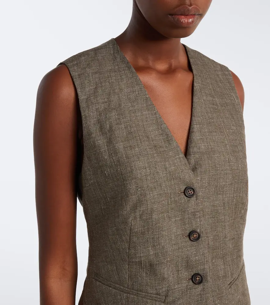 Brunello Cucinelli Scarf-detail linen vest | Thumbnail 2