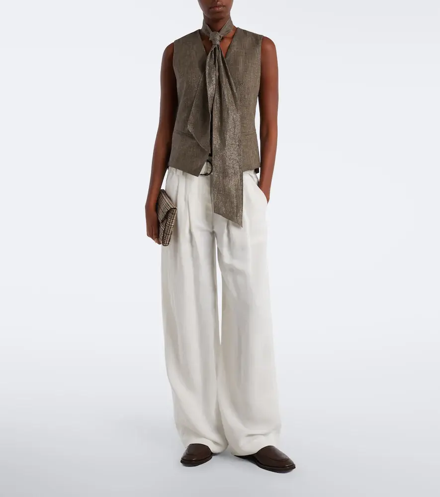 Brunello Cucinelli Scarf-detail linen vest | Thumbnail 3