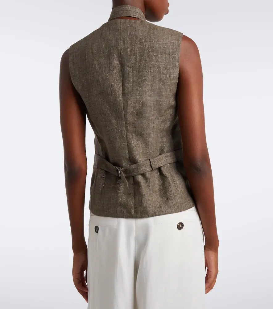 Brunello Cucinelli Scarf-detail linen vest | Thumbnail 5