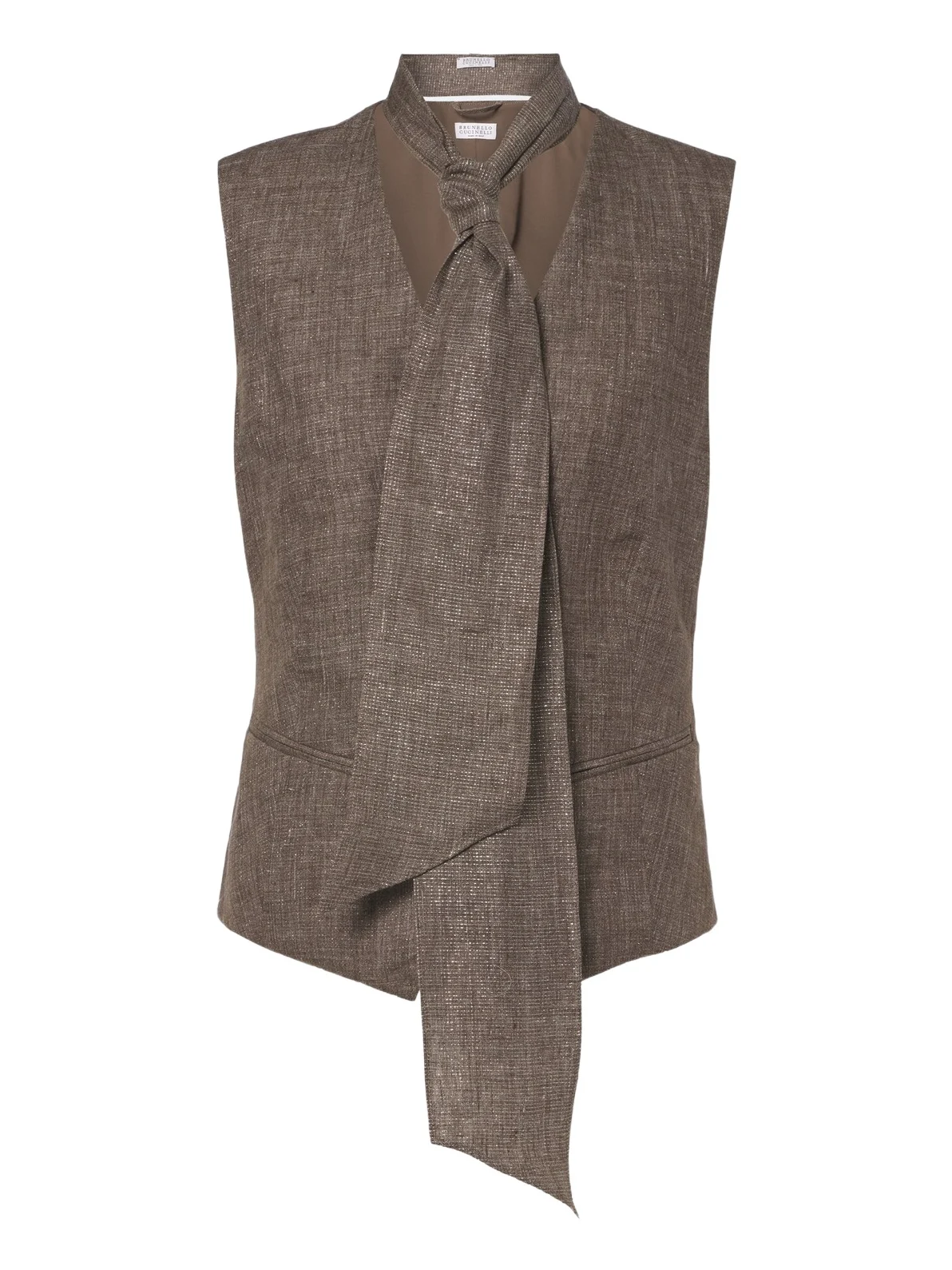 Scarf-detail linen vest Scarf-detail linen vest