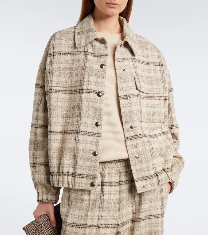 Brunello Cucinelli Checked cotton, silk, and hemp-blend jacket | Thumbnail 5 Brunello Cucinelli Checked cotton, silk, and hemp-blend jacket | Thumbnail 5